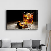 Cigar, Whiskey, Ice | Glass Wall Art - Artdesigna