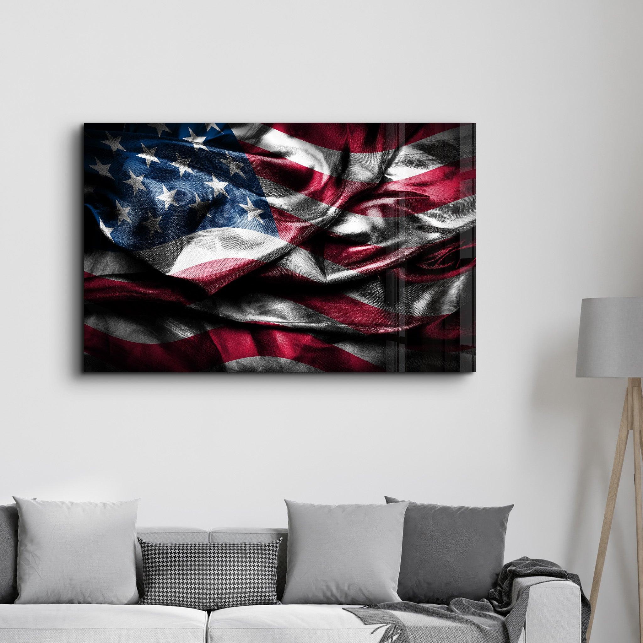 Flag of the U.S. | Glass Wall Art - Artdesigna