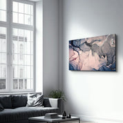 Gray and Blue Wave Pattern | Glass Wall Art - Artdesigna