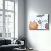 Abstract Shapes and Flower | Glass Wall Art - Artdesigna