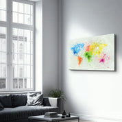 Rainbow World Map | Glass Wall Art - Artdesigna