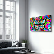 Colorful Butterfly | Glass Wall Art - Artdesigna