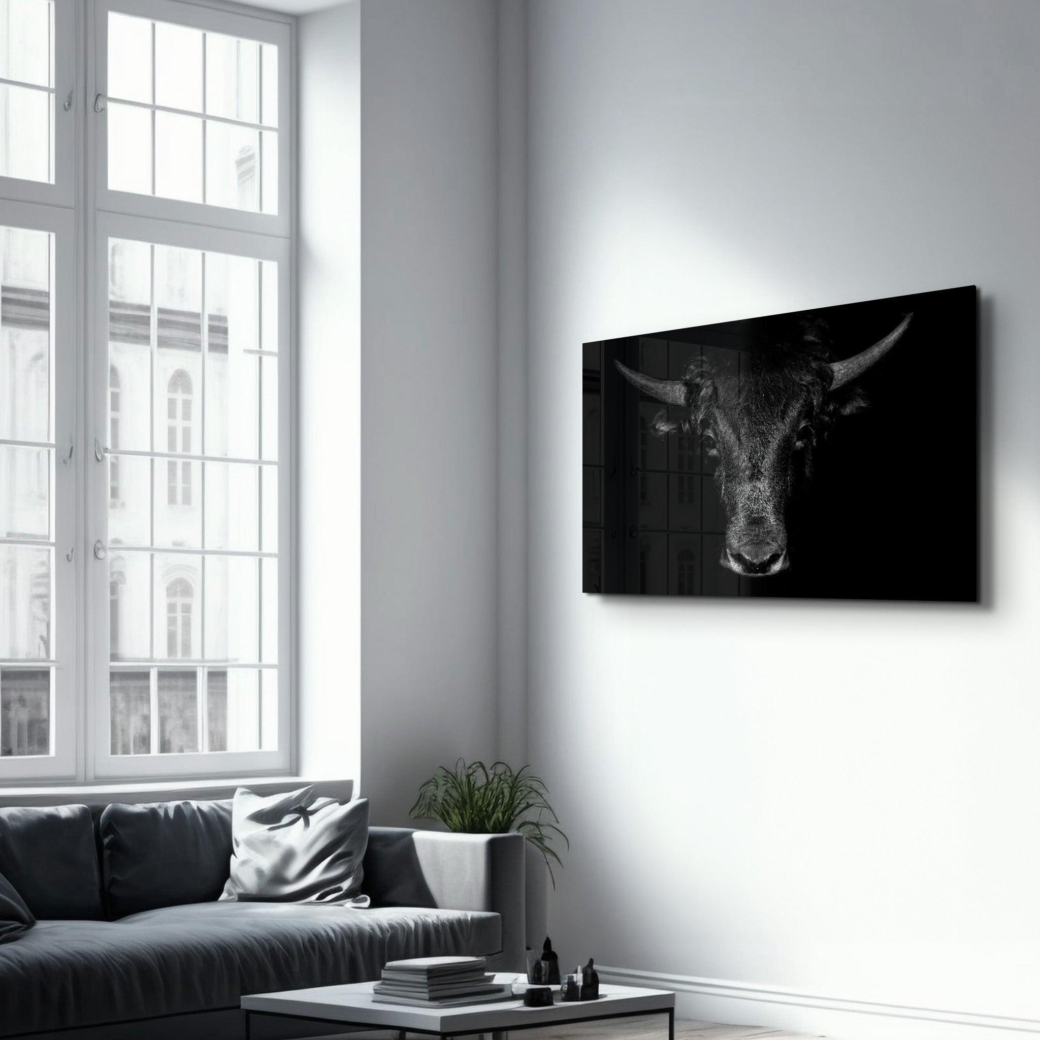 The Bull | Glass Wall Art - Artdesigna