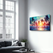 Eternal Paradise Sunset Dreams | Glass Wall Art - Artdesigna