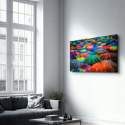 Colorful Umbrellas | Glass Wall Art - Artdesigna