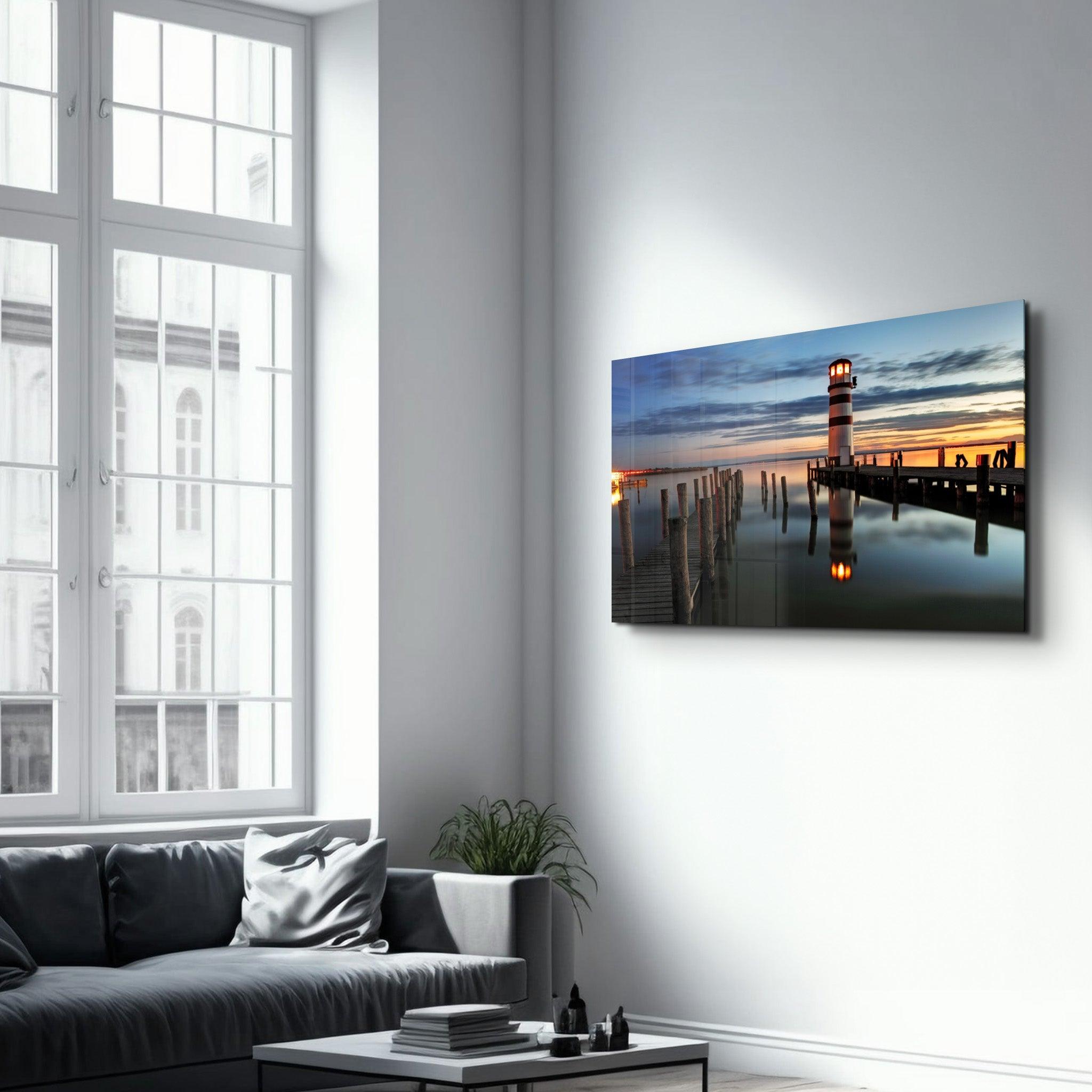 Lighthouse | Glass Wall Art - Artdesigna