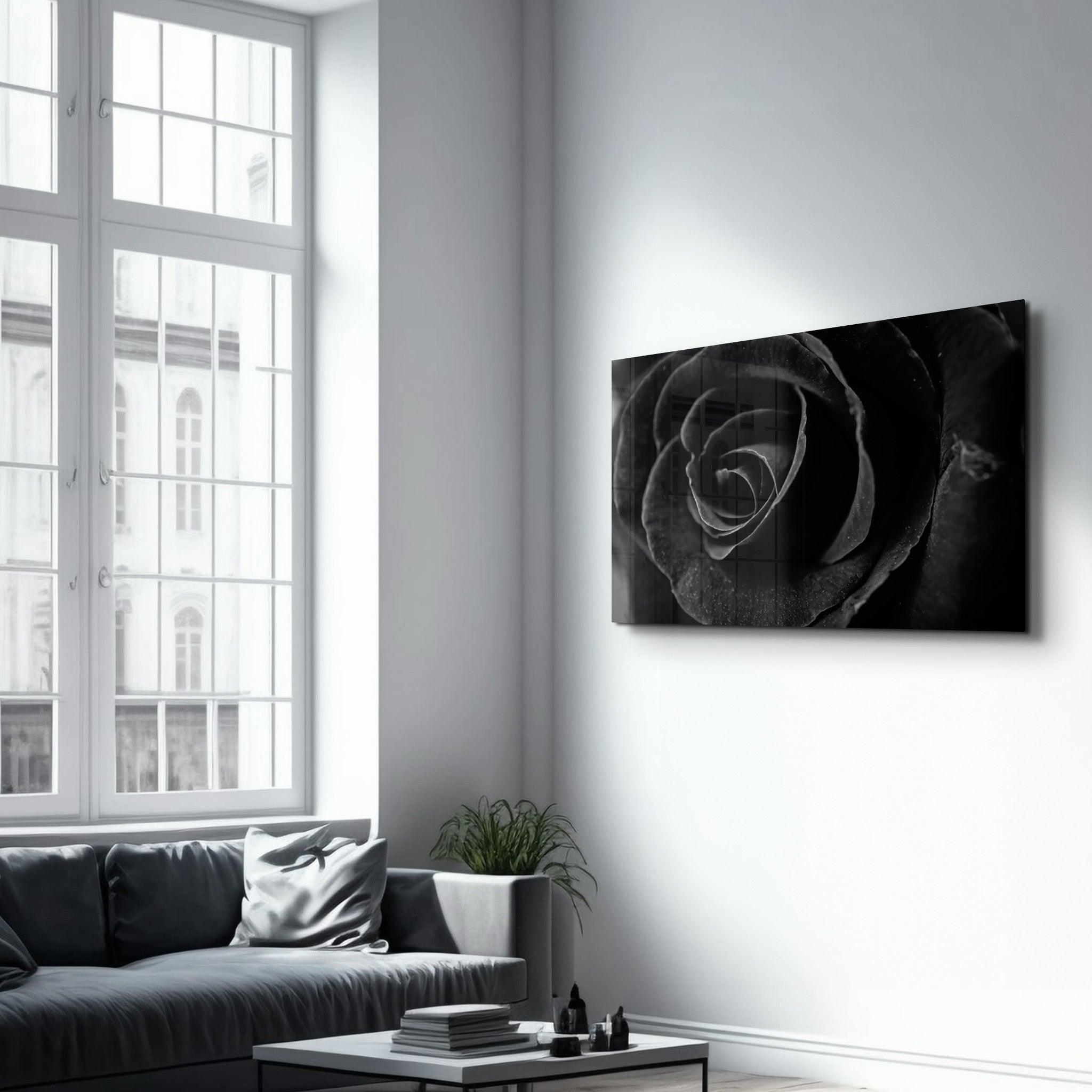 Black Rose | Glass Wall Art - Artdesigna