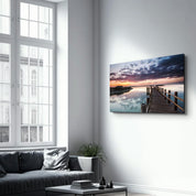 Sunset on the Beach | Glass Wall Art - Artdesigna