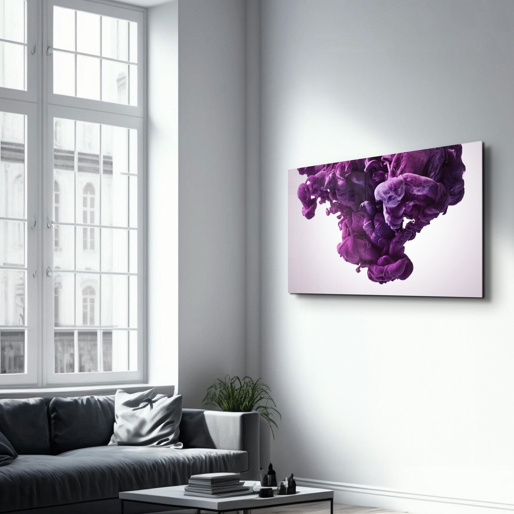 Purple Smoke | Glass Wall Art - Artdesigna