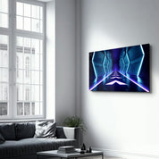 Neon Spacecraft | Glass Wall Art - Artdesigna