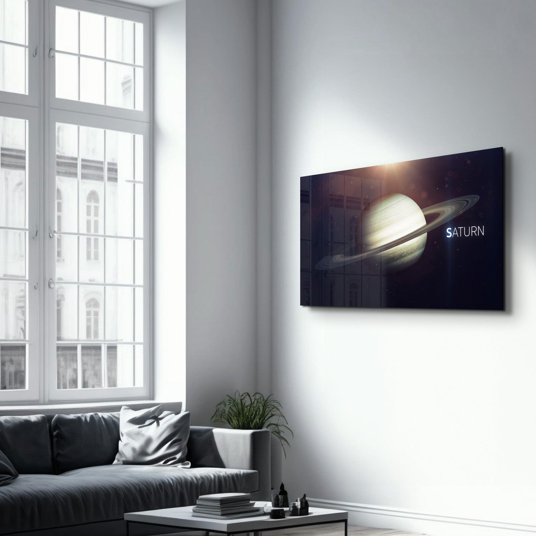 Saturn | Glass Wall Art - Artdesigna