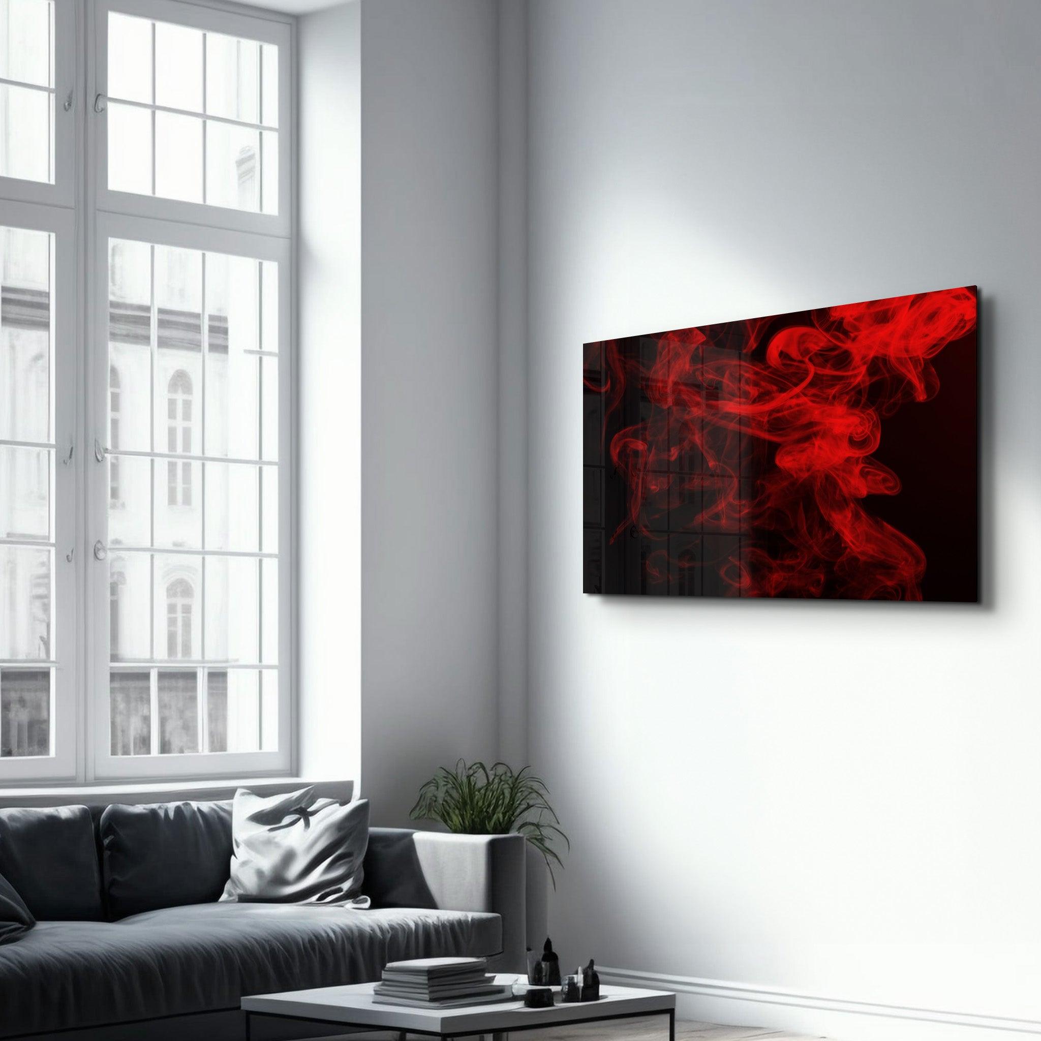 Red Smoke2 | Glass Wall Art - Artdesigna