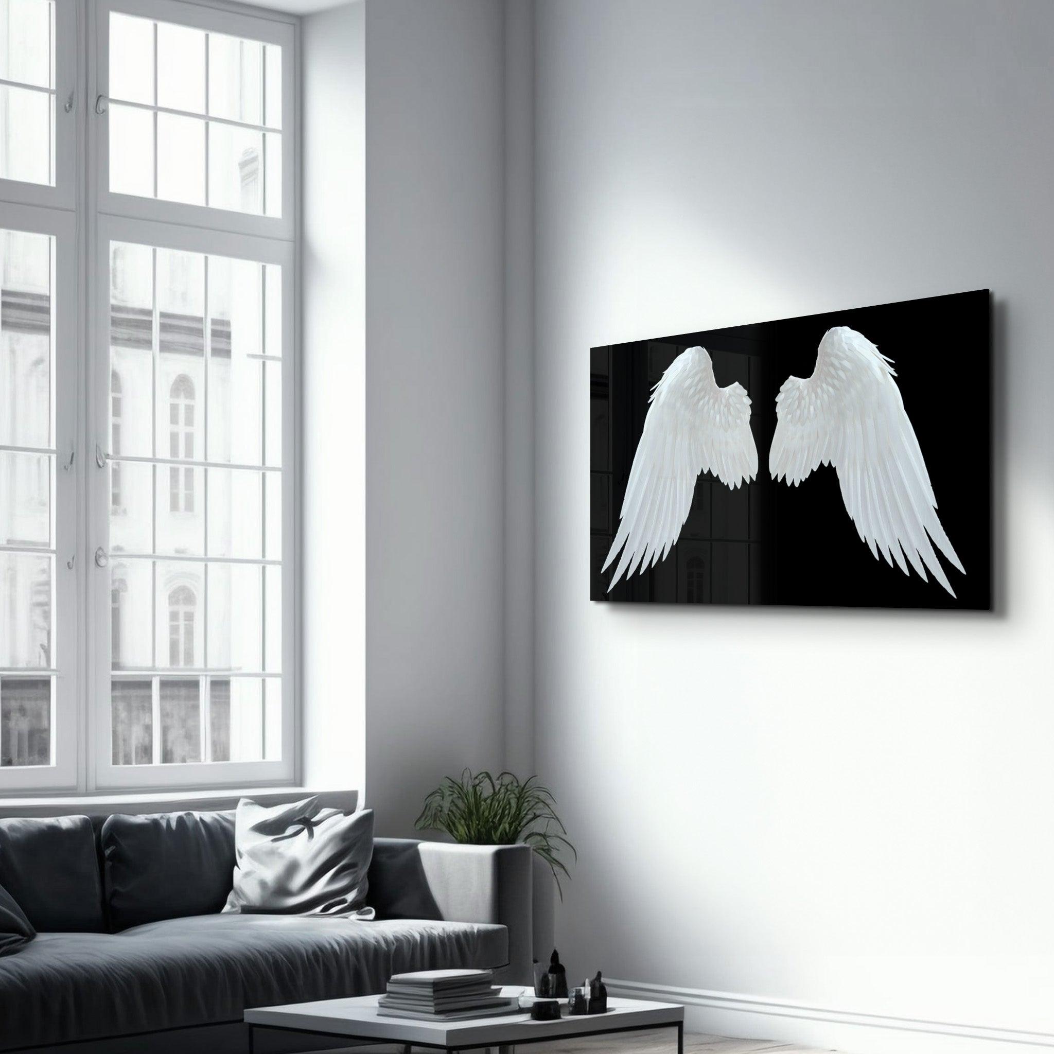 Angel Wings | Glass Wall Art - Artdesigna