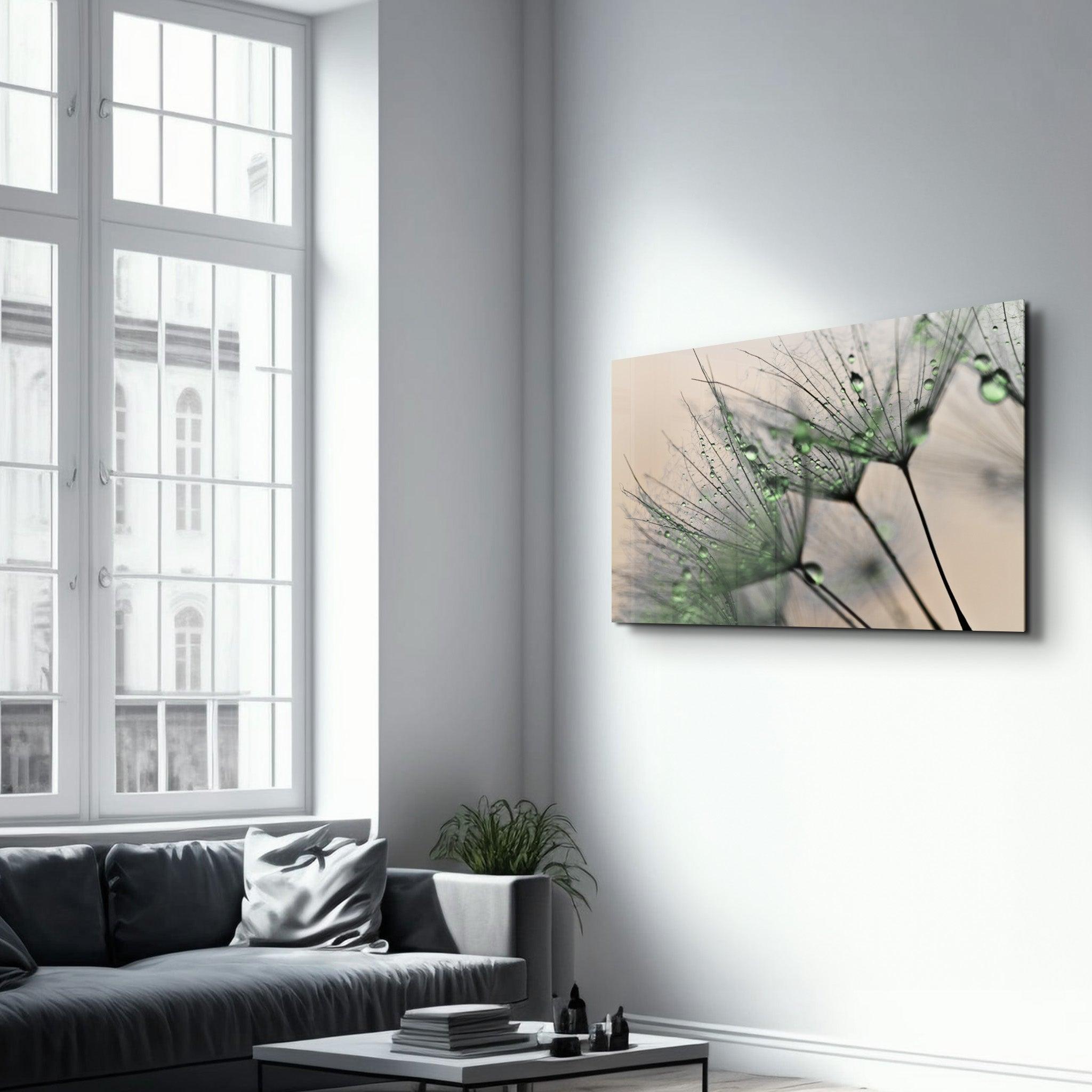 Flower Green | Glass Wall Art - Artdesigna