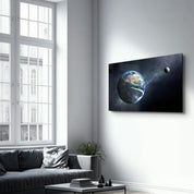 World & Moon | Glass Wall Art - Artdesigna