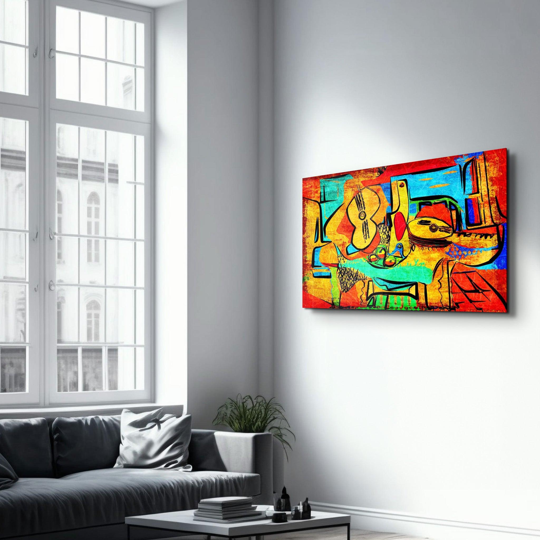 Abstract Musician | Glass Wall Art - Artdesigna