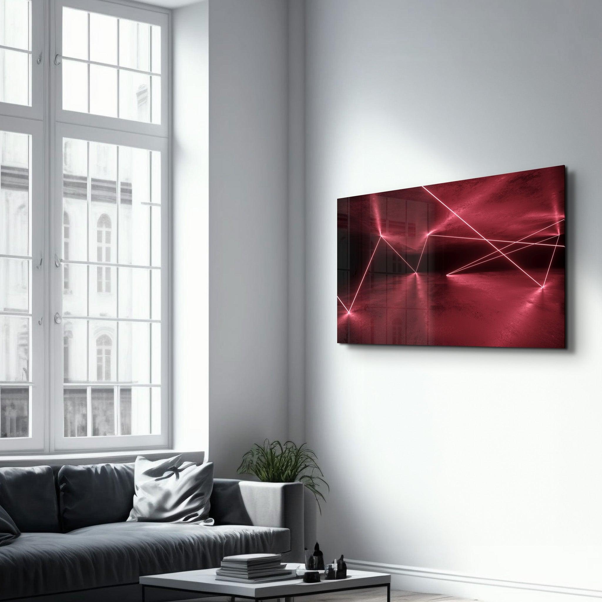 Abstract Neon Lines | Glass Wall Art - Artdesigna