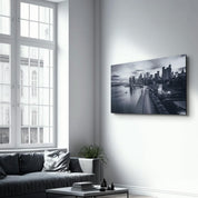 Empty Road in Downtown | Glass Wall Art - Artdesigna