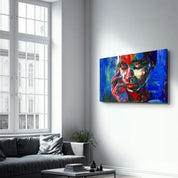 Abstract Colors Woman Portrait | Glass Wall Art - Artdesigna