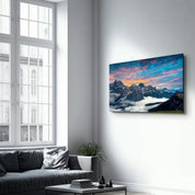 Mountains and Clouds | Glass Wall Art - Artdesigna