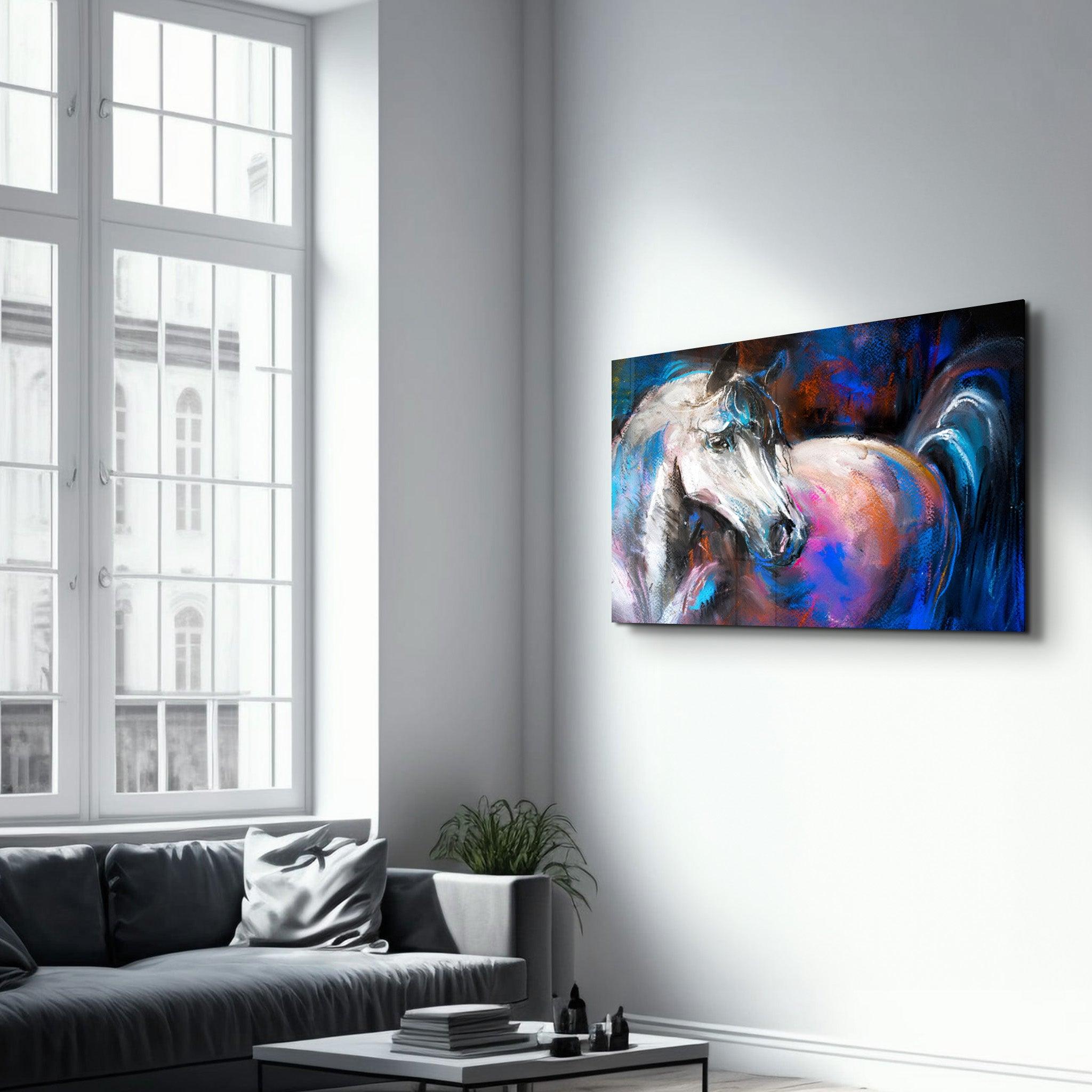 Colorful Horse | Glass Wall Art - Artdesigna