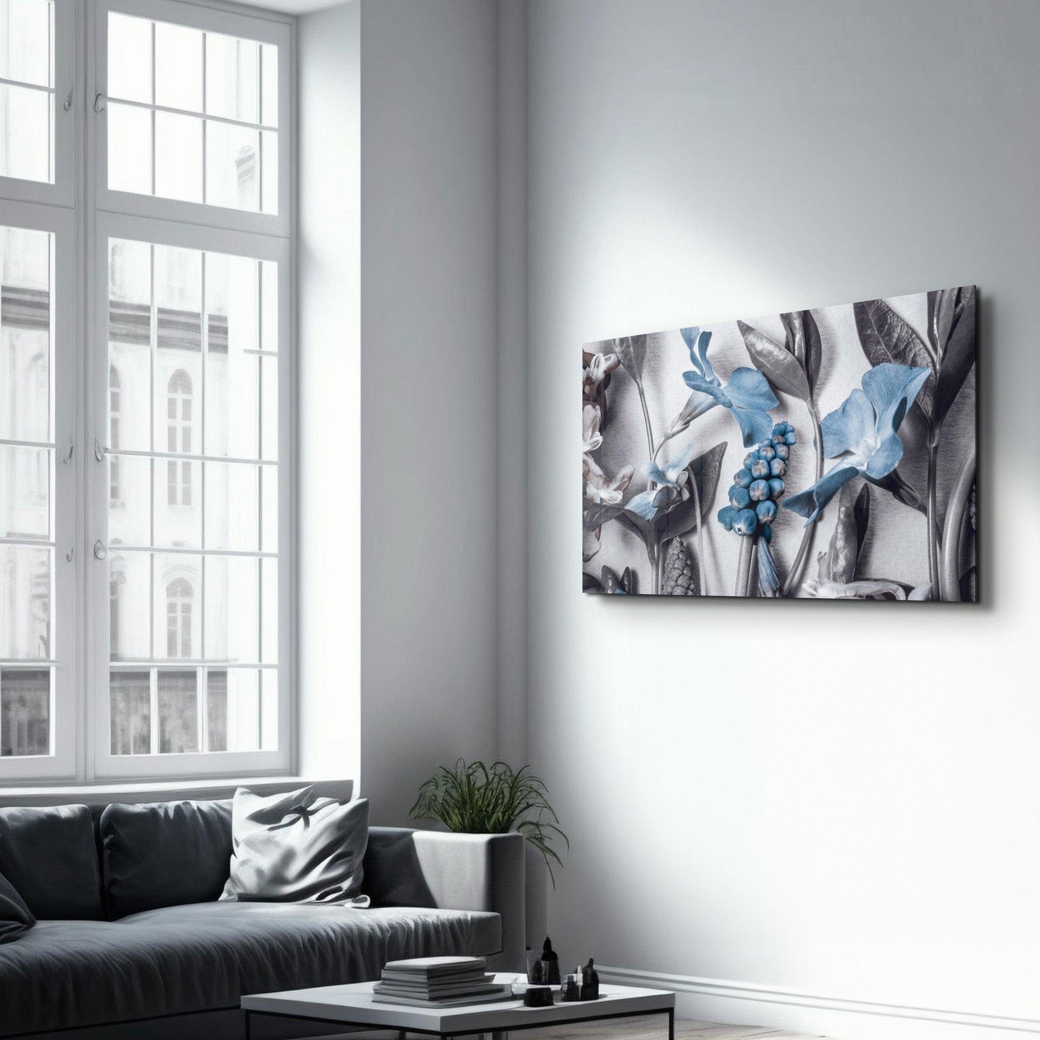 Pastel Blue Flower | Glass Wall Art - Artdesigna