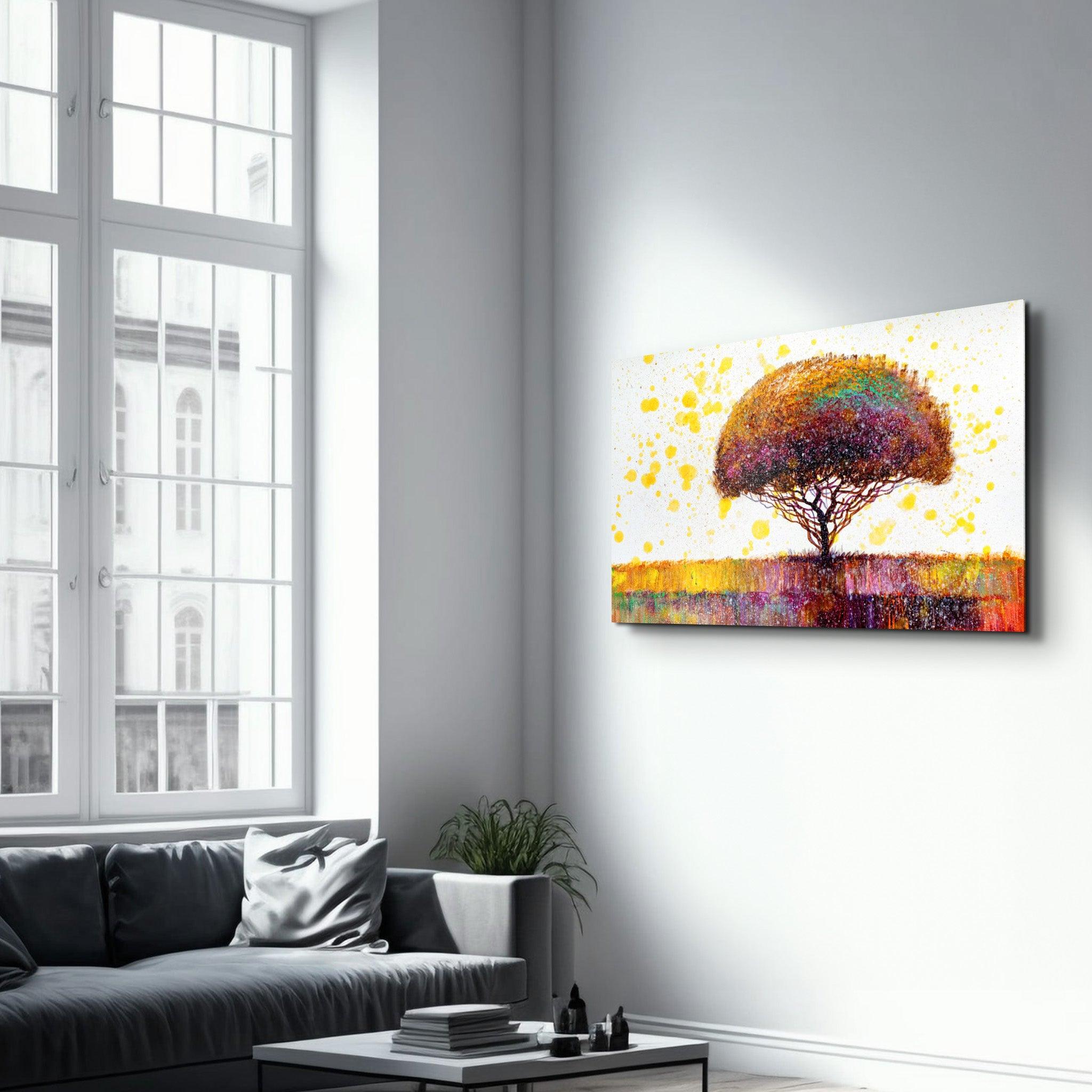 Abstract Colorful Tree | Glass Wall Art - Artdesigna