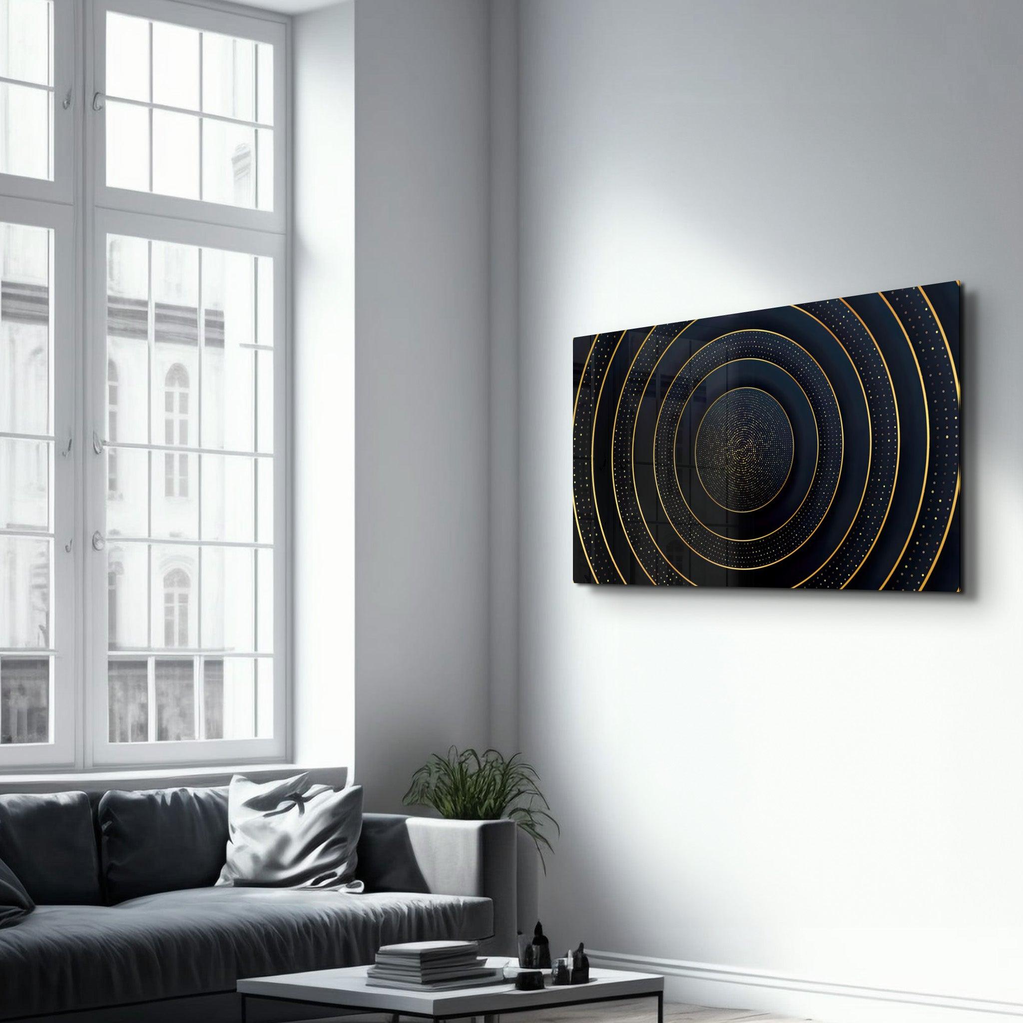 Golden Circles | Glass Wall Art - Artdesigna