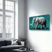 Elephant Green | Glass Wall Art - Artdesigna