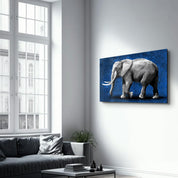 Elephant Blue | Glass Wall Art - Artdesigna