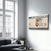 Banksy - Burning Toy | Designer's Collection Glass Wall Art - Artdesigna