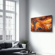 Lava Pattern - Orange | Designer's Collection Glass Wall Art - Artdesigna