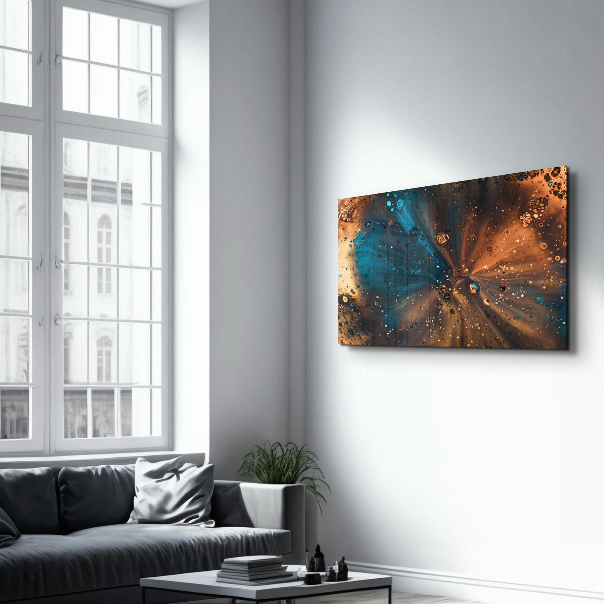 Bronze and Blue | Designer's Collection Glass Wall Art - Artdesigna