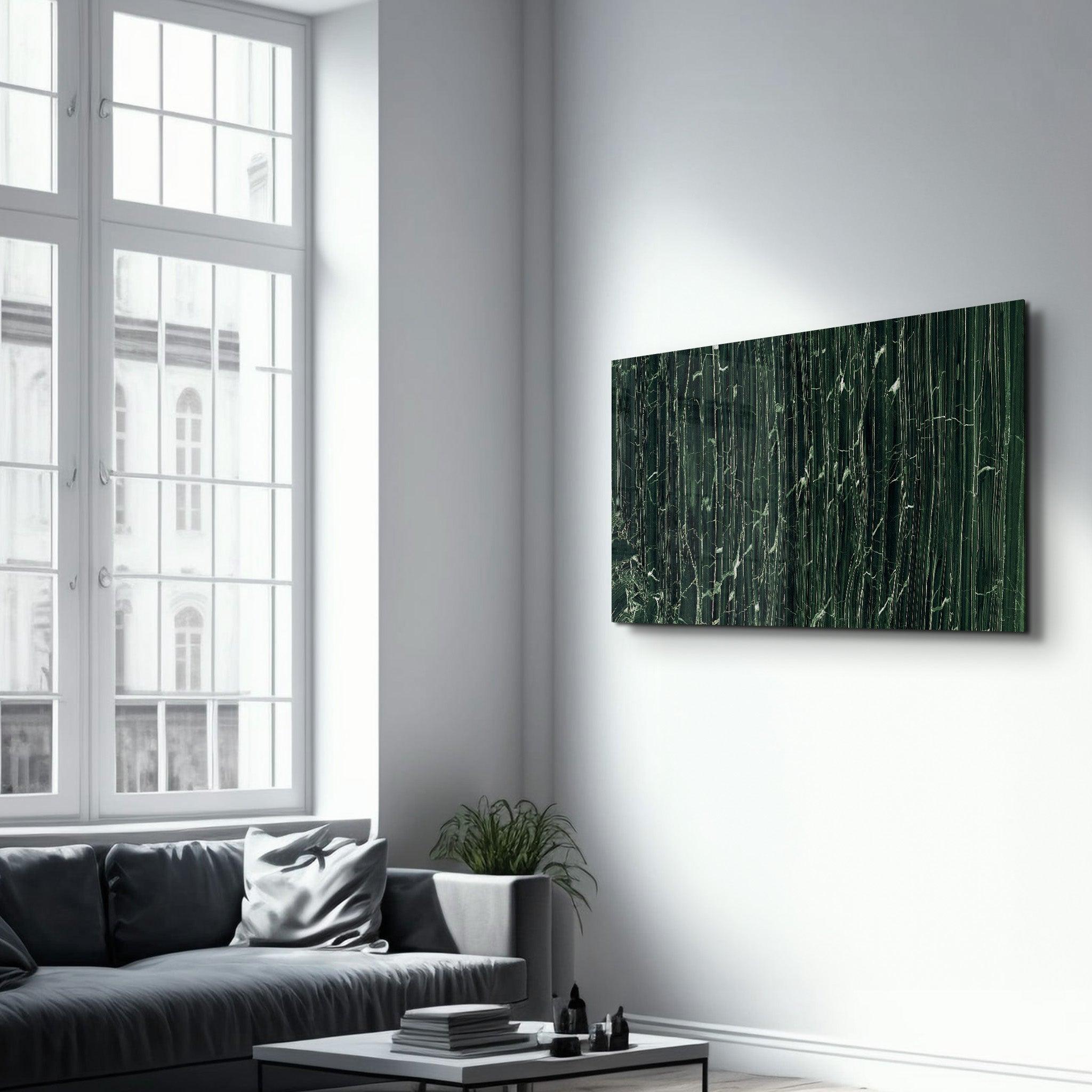 Dark Green Marble | Glass Wall Art - Artdesigna