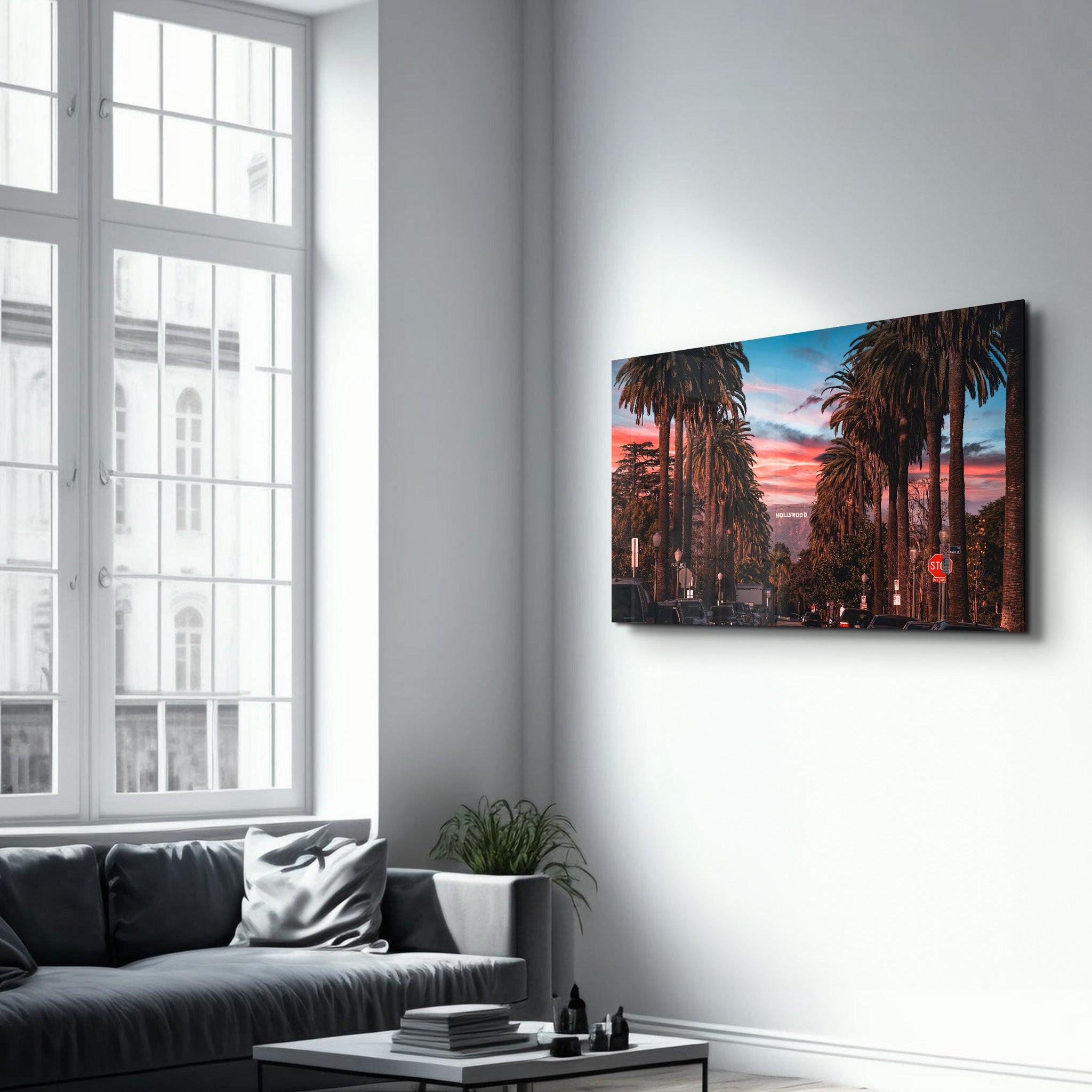 Hollywood Dreams: Sunset Boulevard | Glass Wall Art - Artdesigna