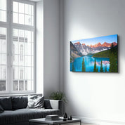 Dawn over Moraine Lake in Canada's Banff National Park | Glass Wall Art - Artdesigna