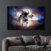 Astronaut In the Space | Glass Wall Art - Artdesigna