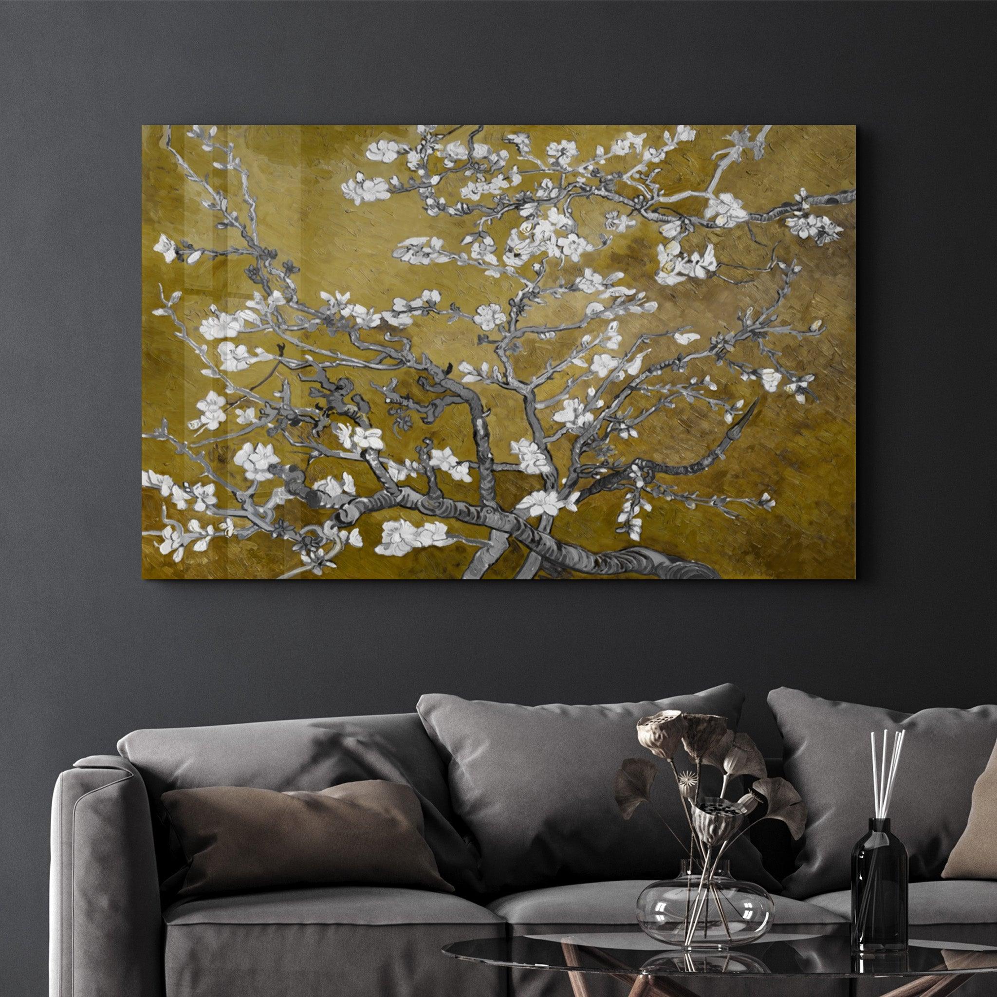 Yellow and White Flowers | Glass Wall Art - Artdesigna