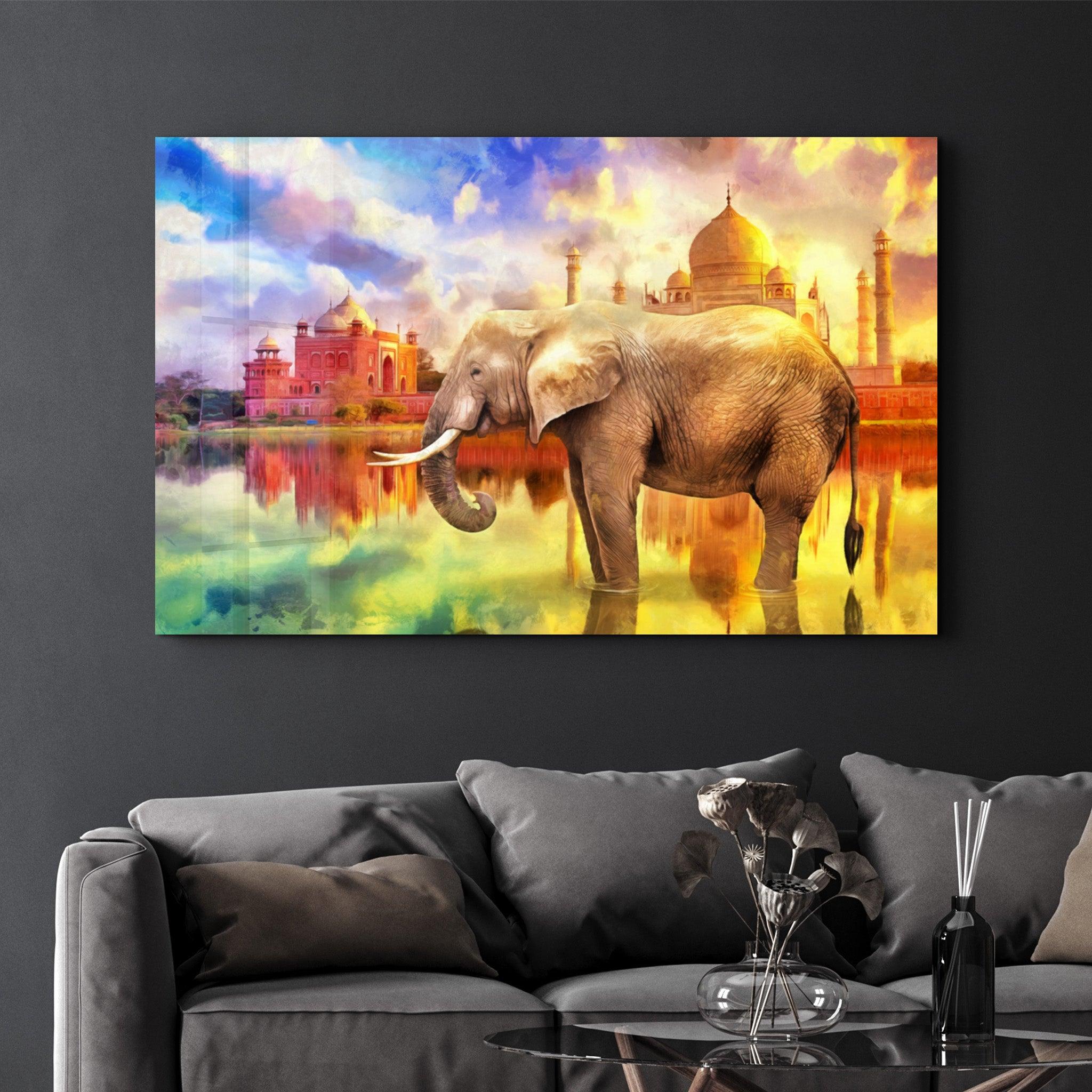 Abstract Elephant | Glass Wall Art - Artdesigna