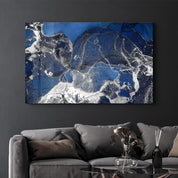 Dark Blue Wave Pattern V4 | Glass Wall Art - Artdesigna