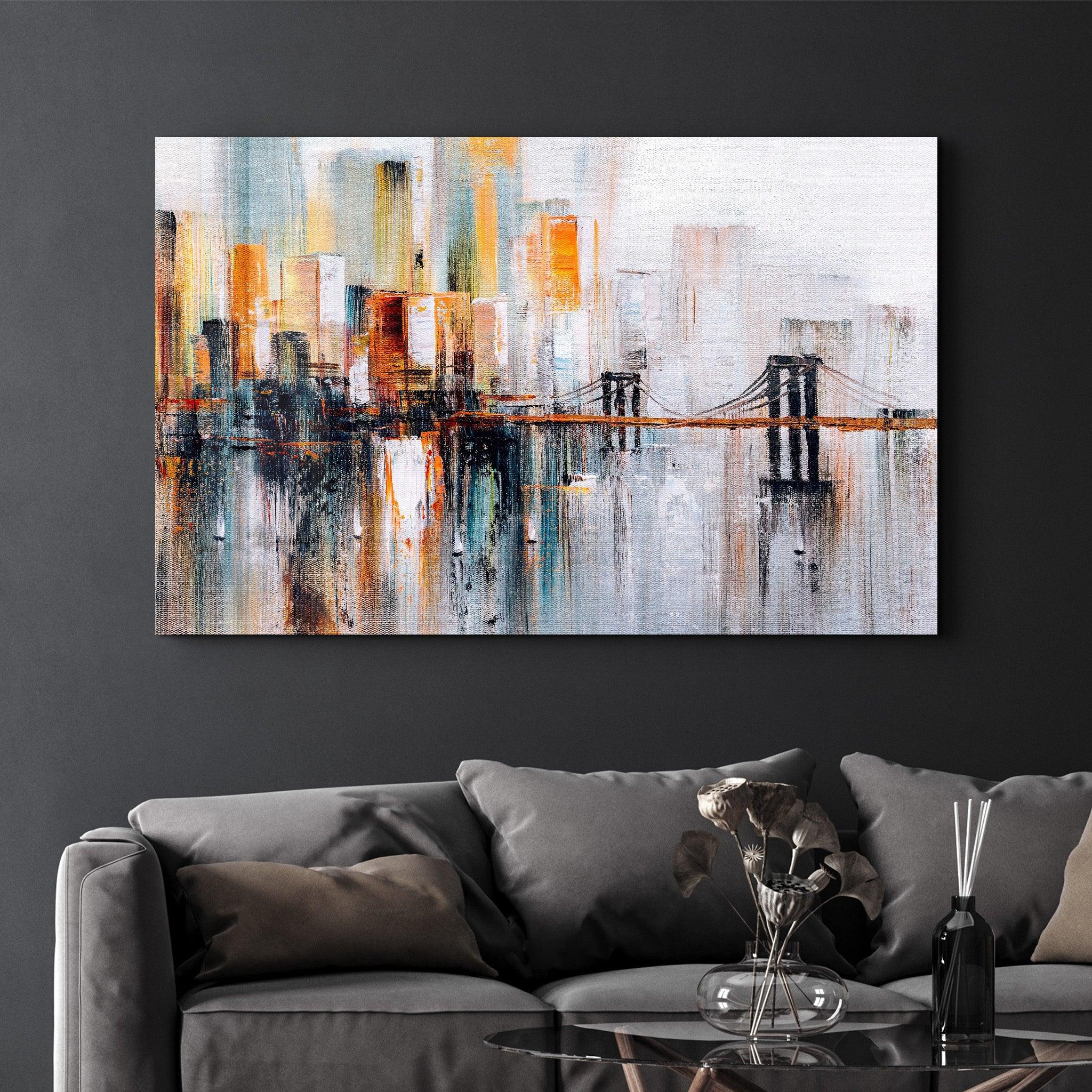 Abstract City View | Glass Wall Art - Artdesigna