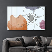 Abstract Shapes and Flower | Glass Wall Art - Artdesigna