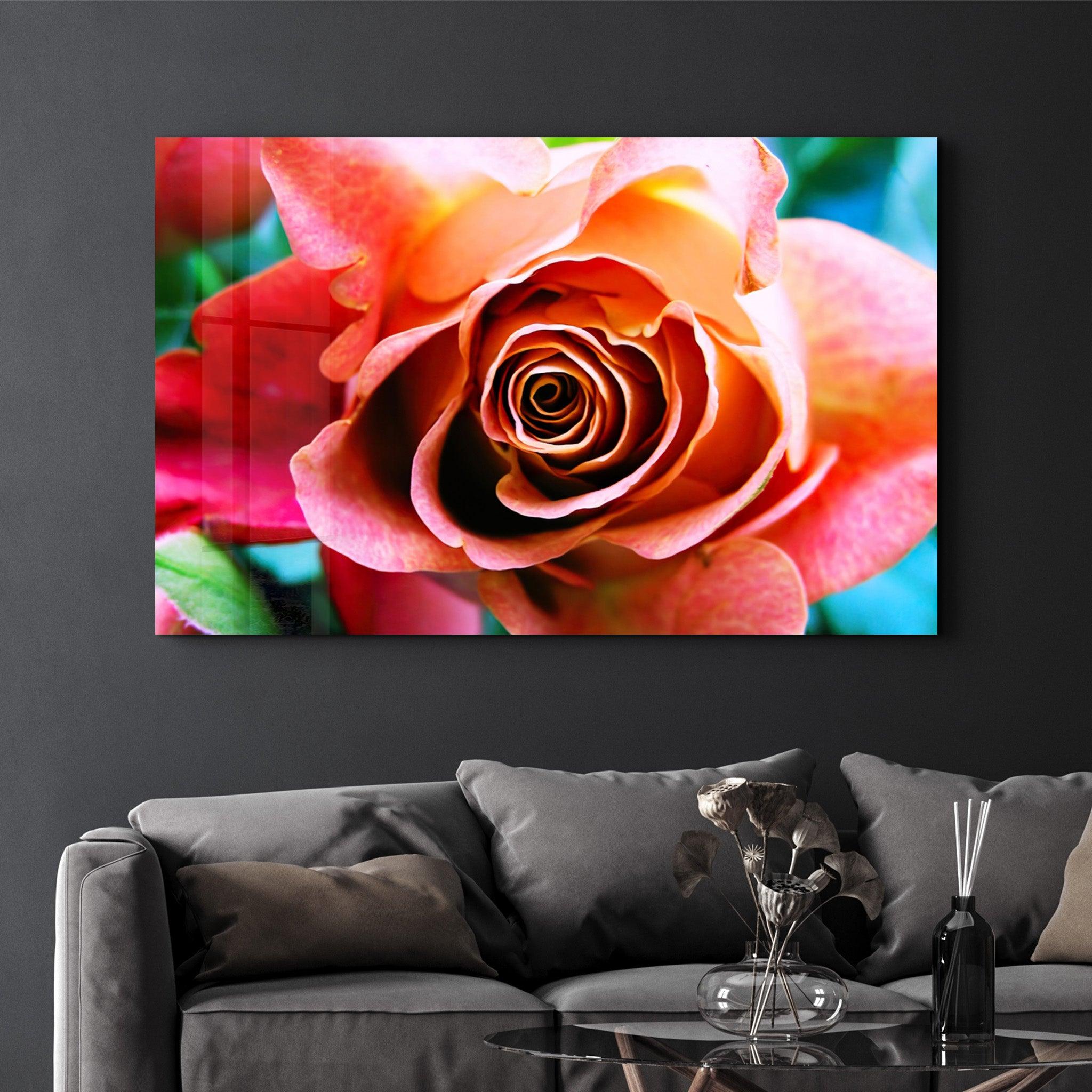 Floribunda Rose | Glass Wall Art - Artdesigna