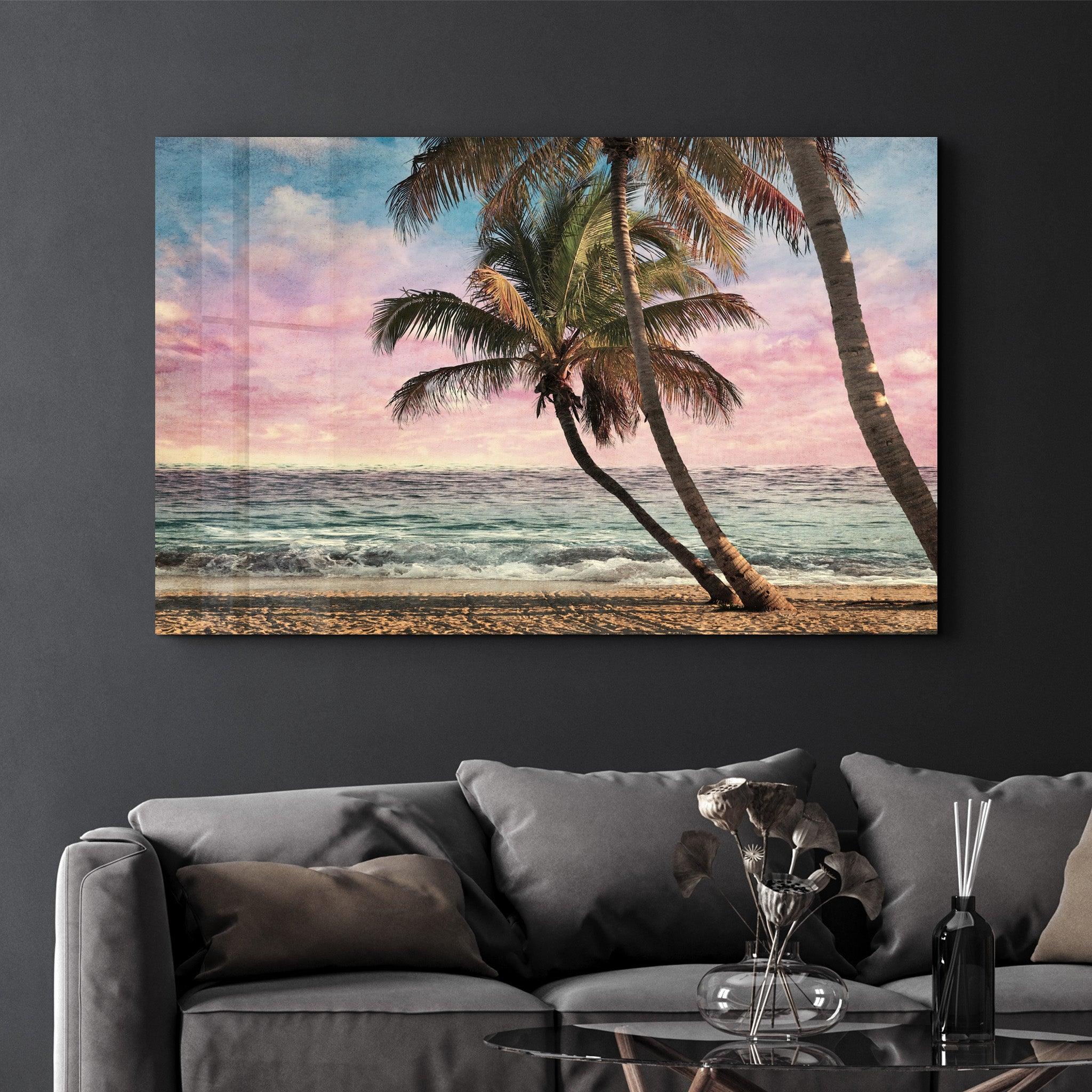 Oil Painting Of The Tropical | Glass Wall Art - Artdesigna