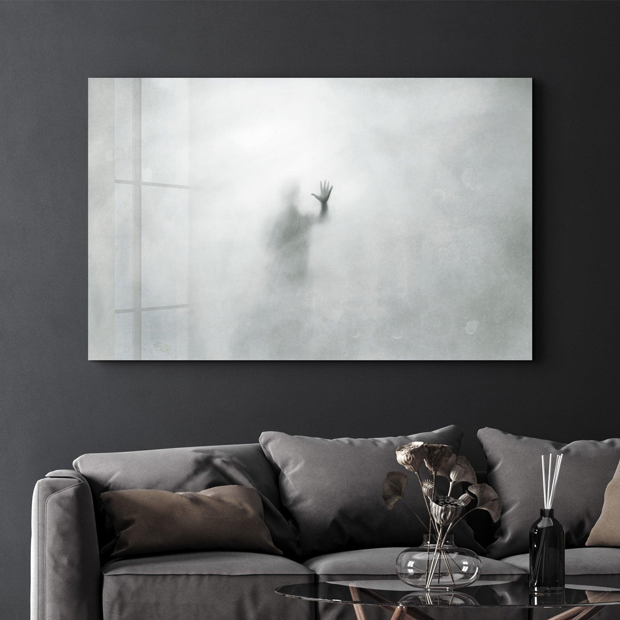 The Ghost Face In The Fog | Glass Wall Art - Artdesigna