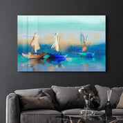 Boats Oil Painting | Glass Wall Art - Artdesigna