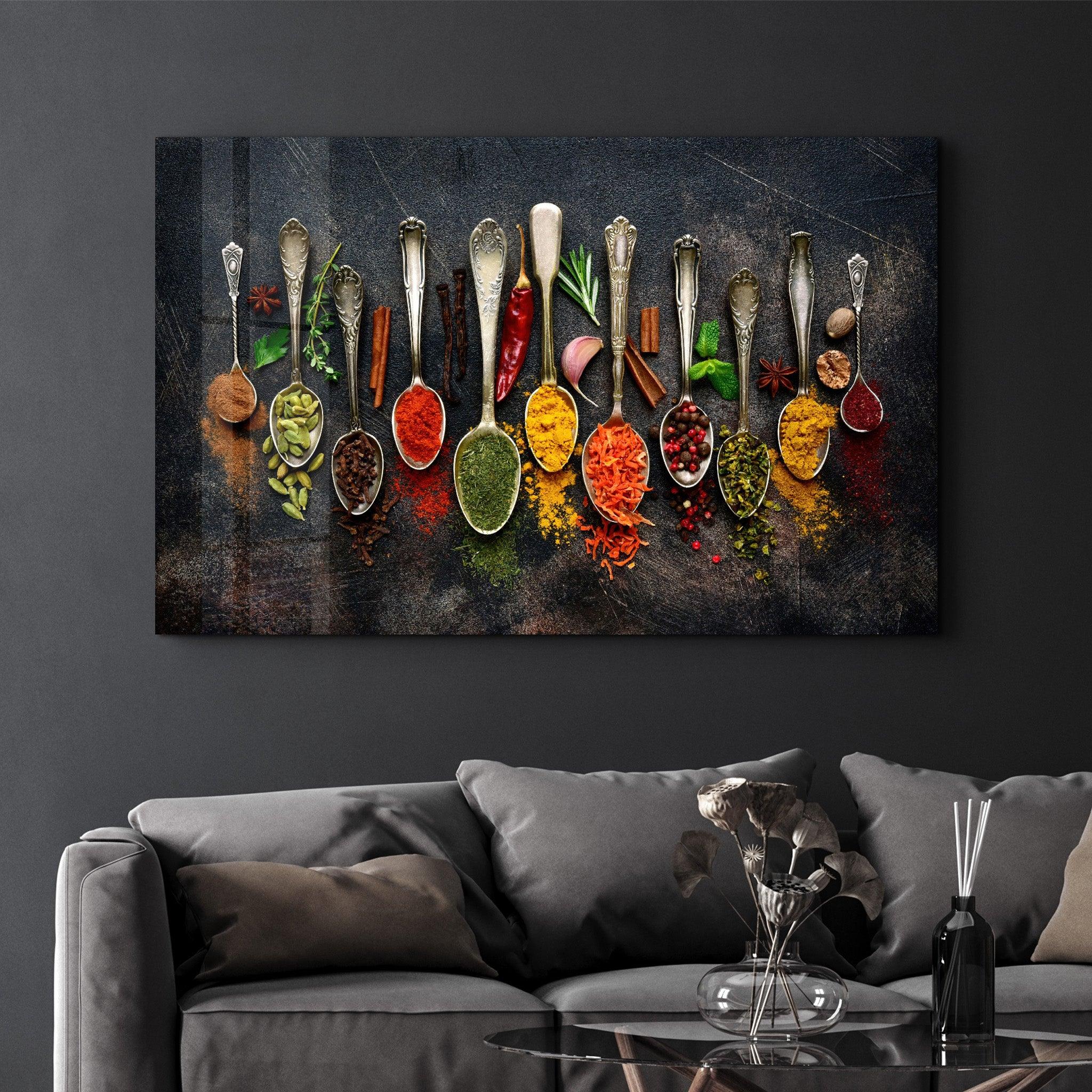 Indian Spices | Glass Wall Art - Artdesigna