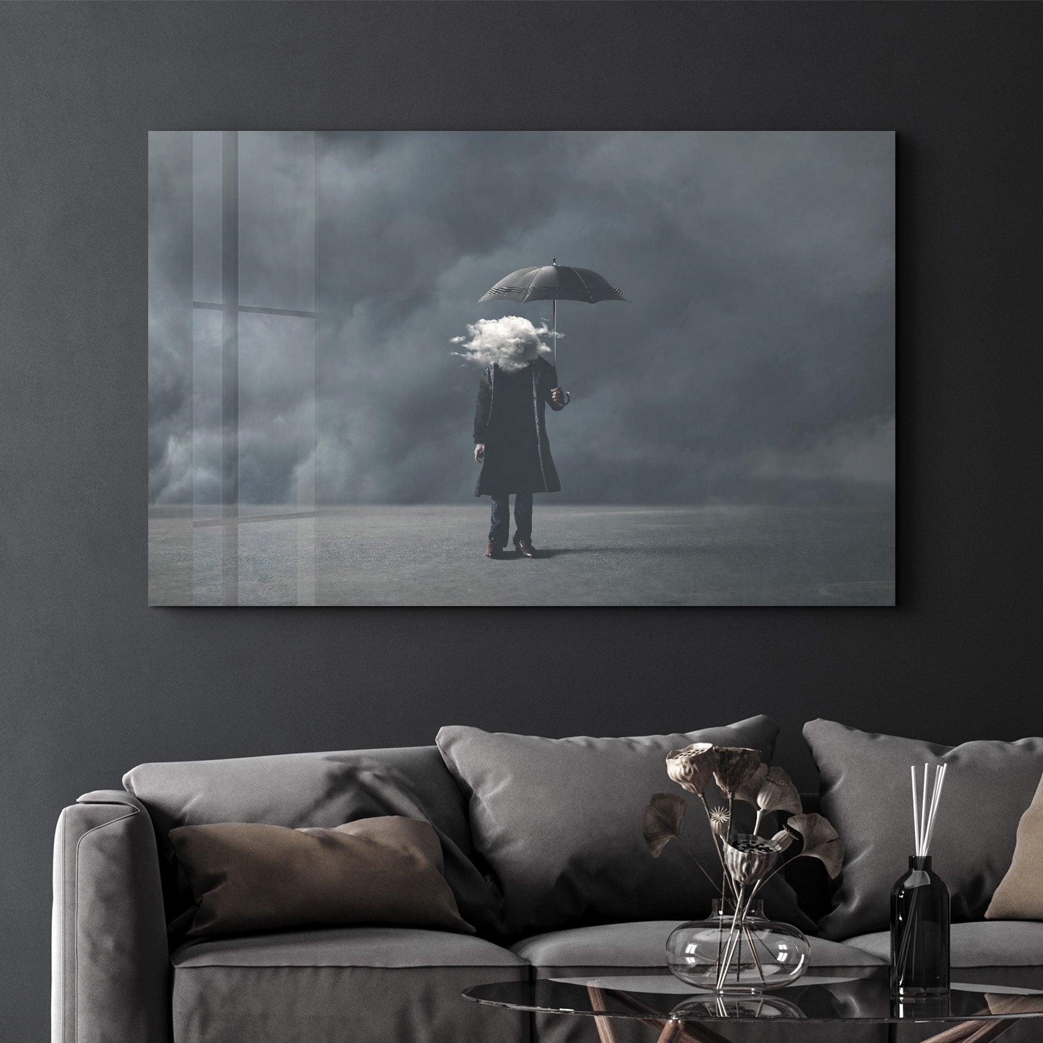 The Cloud Head | Glass Wall Art - Artdesigna