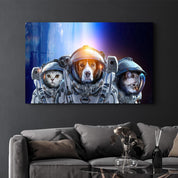 Dog&Cat With Space Suits | Glass Wall Art - Artdesigna