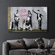 Banksy - Old Skool | Glass Wall Art - Artdesigna